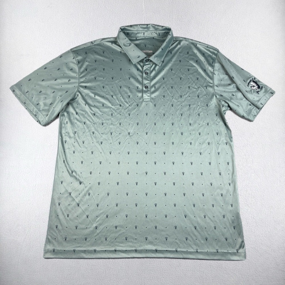 Swannies Golf Polo Mens XL Green Shuttlecock Print Performance Short Sleeve XL